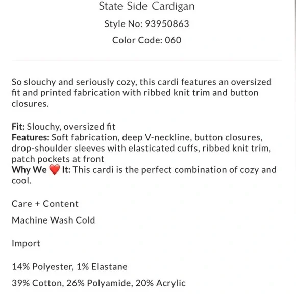 Free People State Side Cardi in Yellow Leopard Combo NWOT - Picture 6 of 8